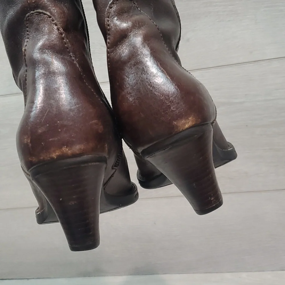 Born Women Leather Tall Heels Boots shoes s 6 - Picture 6 of 13